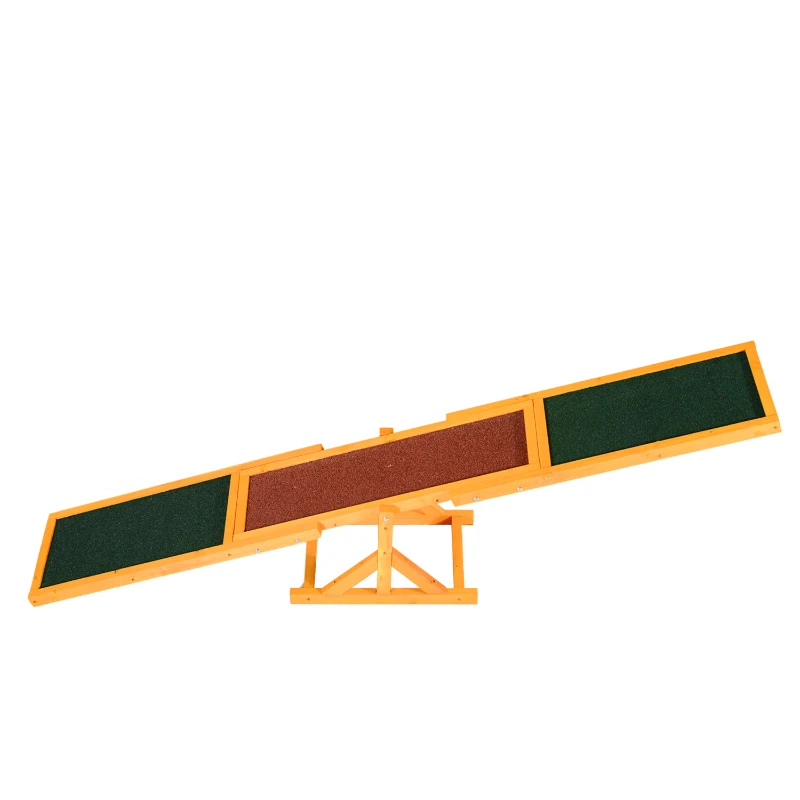 PawHut Wood Pet Seesaw Platform Dog Agility Training Equipment Run Game Toy Weather Resistant Pet Supplies Natural
