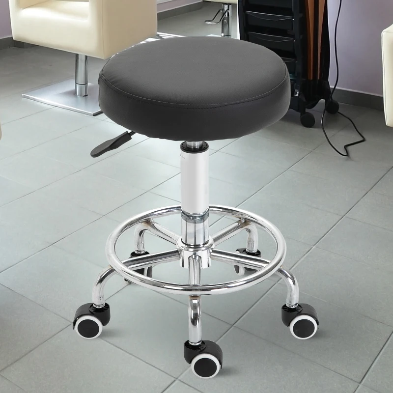 Vinsetto Adjustable Swivel Salon Stool Hydraulic PU Barber Rolling Massage Tattoo Chair Bar Beauty SPA Seat Black