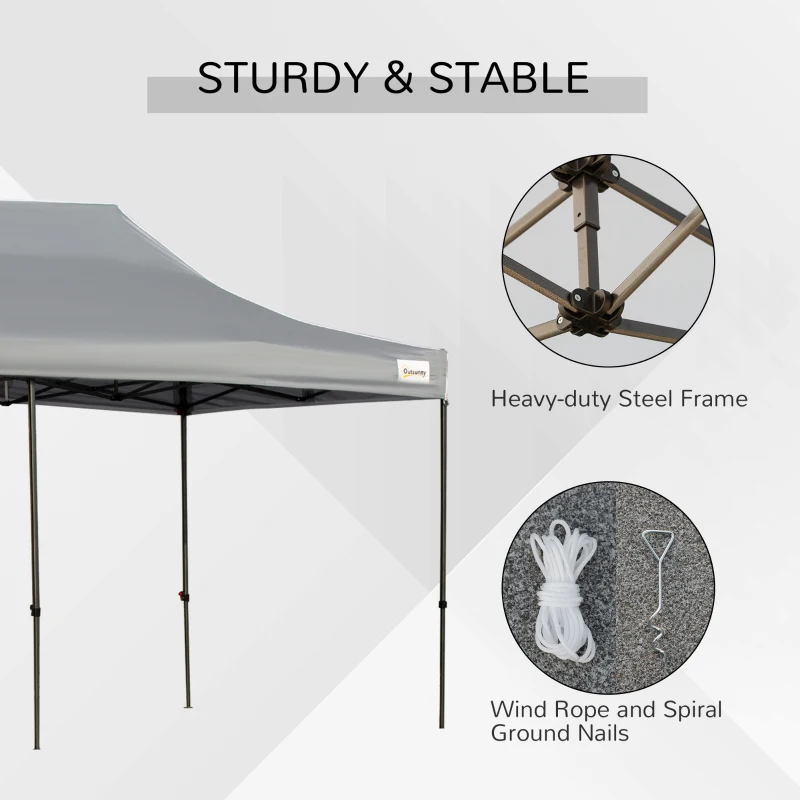 Outsunny 10' x 20' Pop Up Canopy Tent with Sidewalls & Doors, Instant Tents for Parties with Wheeled Carry Bag, Height Adjustable, for Outdoor, Garden, Patio, Gray
