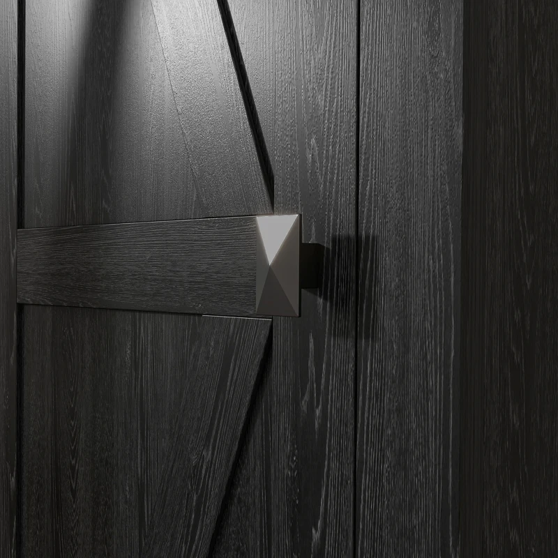 HOMCOM 48" Farmhouse Kitchen Pantry Storage Cabinet with Barn Door, Kitchen Pantry Cabinet with Adjustable Shelves, Black