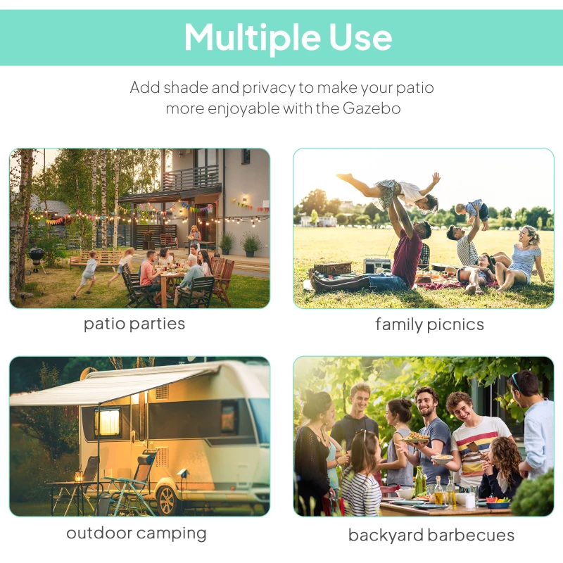 Outsunny 10' x 8' Outdoor Pergola and Patio Gazebo for Garden, Camper, Deck, Doors and Windows, Dark Gray