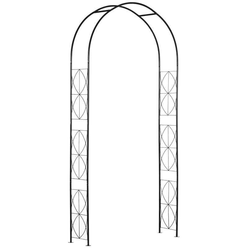 Outsunny Vintage Style Garden Arch, 7.5FT Patio Outdoor Arbor Metal Trellis Support For Vines, Climbing Plants Decoration, Black
