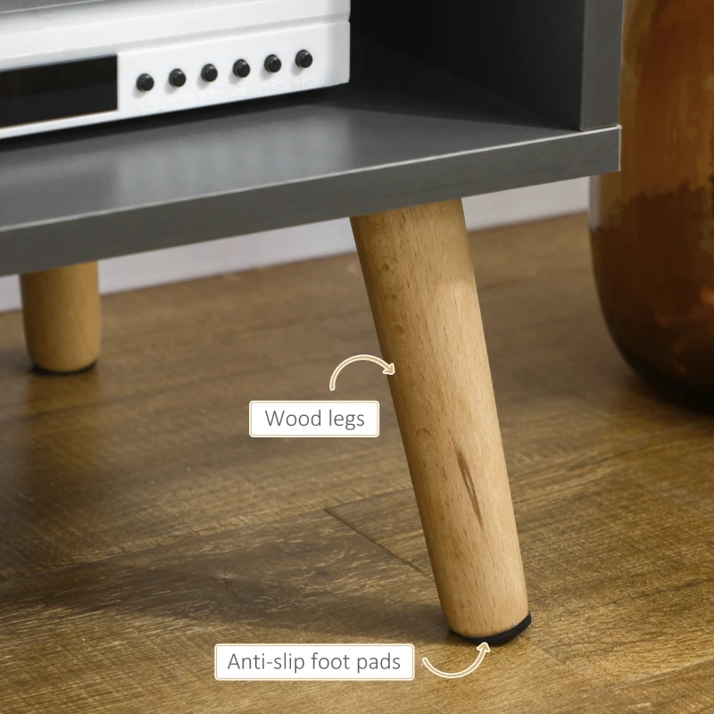 HOMCOM TV Stand for TVs up to 55", TV Cabinet with Shelves and Cable Holes, Entertainment Unit for Living Room, Dark Grey