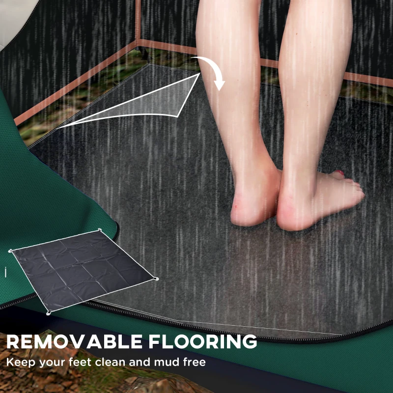 Outsunny Camping Shower Tent, Portable Privacy Shelter with Solar Shower Bag, Removable Floor and Carrying Bag, Green