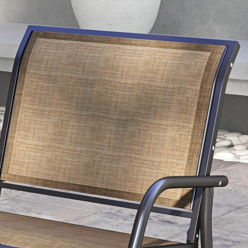 Outsunny Outdoor Glider Chair, Steel Swing Chai with Curved Armrests for Porch, Garden, Poolside, Balcony, Brown