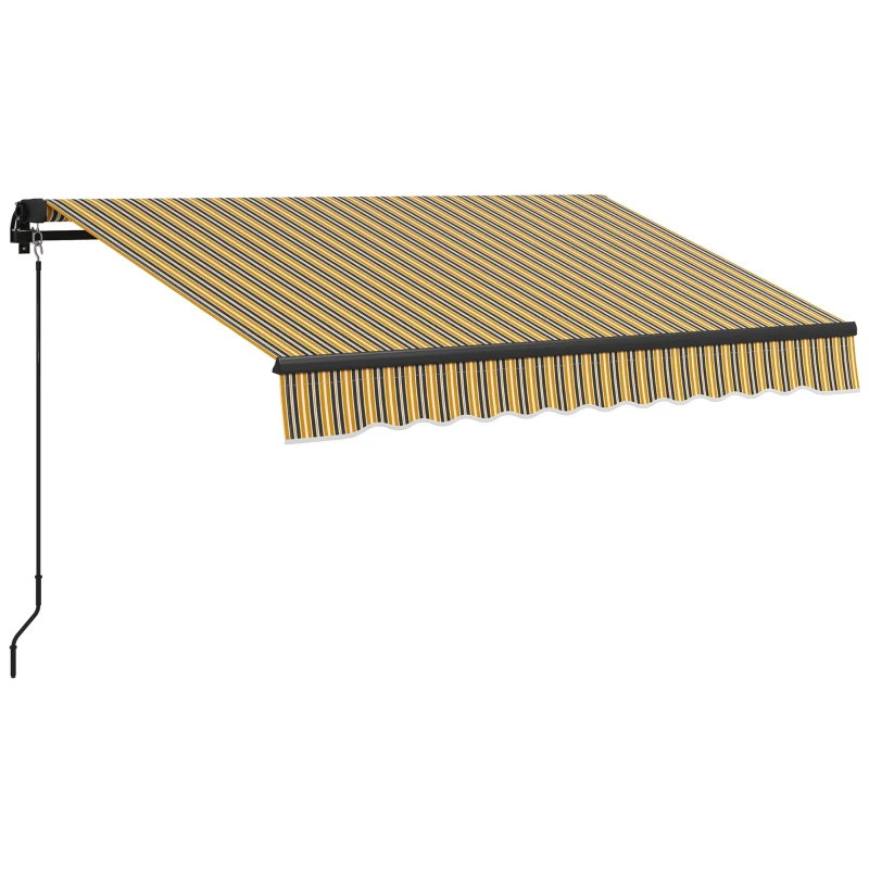 Outsunny 8' x 6.5' Retractable Awning, 280gsm UV Resistant Sunshade Shelter for Deck, Balcony, Yard, Amber and Dark Grey