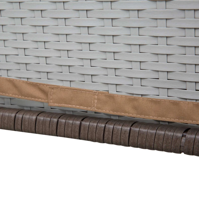 Outsunny 3 Pieces Outdoor Wicker Bistro Bar Set Garden PE Rattan Bar Table and Stools with Seat Cushion, Khaki