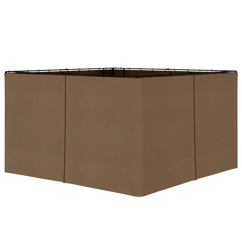 Outsunny 10' x 12' Universal Gazebo Sidewall Set with 4 Panels, Hooks, C-Rings Included for Pergolas & Cabanas, Brown