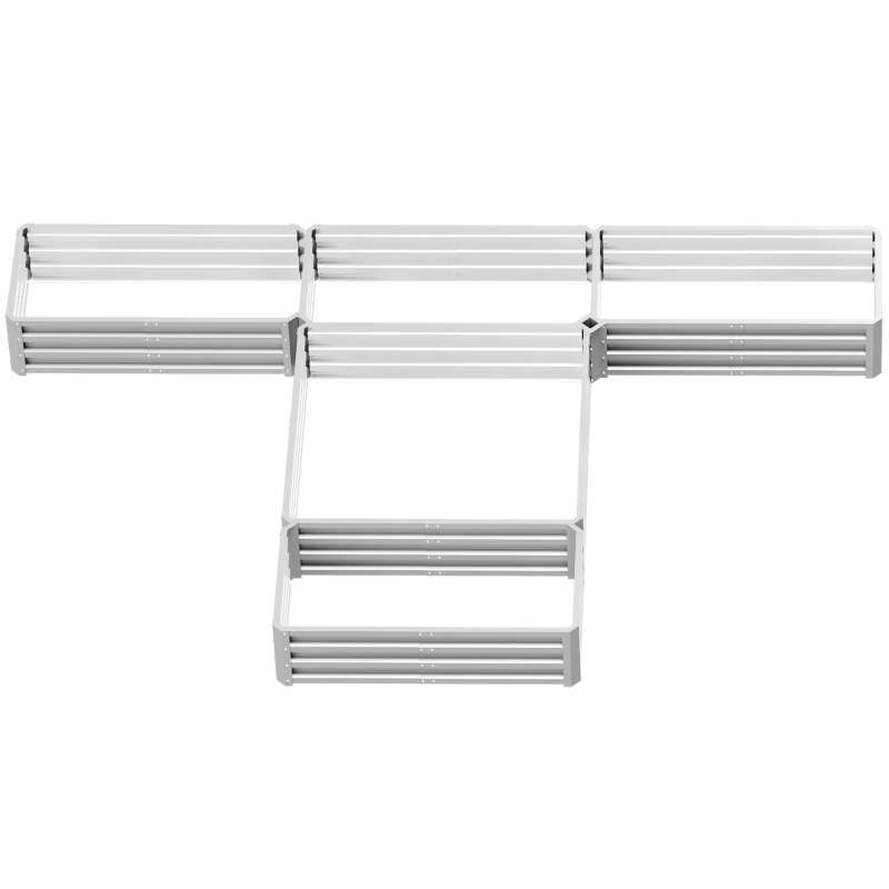 Outsunny Steel Raised Garden Bed, Set of 5 Large Box Planters for Outdoor Plants Vegetables Flowers Herbs, 8x8x1ft, Silver