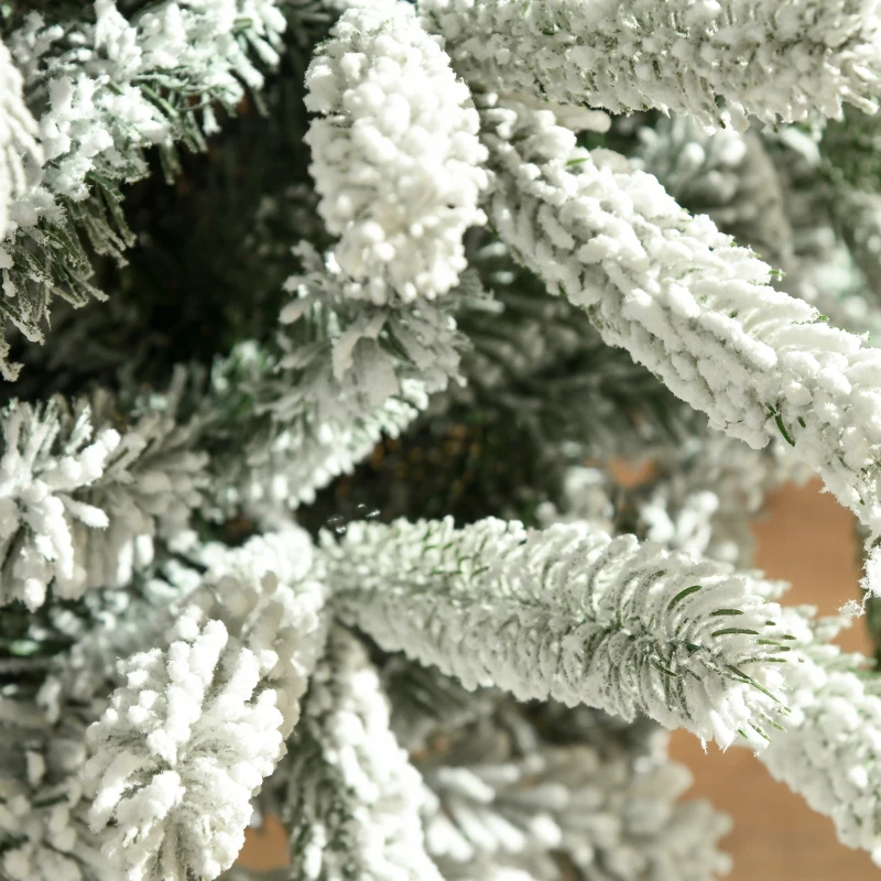 HOMCOM 5ft Artificial Snow-Flocked Tree Holiday Home Indoor Christmas Decoration with Metal Feet, Green