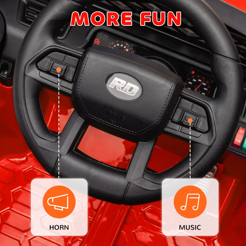 Qaba 12V Ride on Truck, Electric Car for Kids with Remote Control, Suspension, 3 Speeds, USB Music Headlights, Red