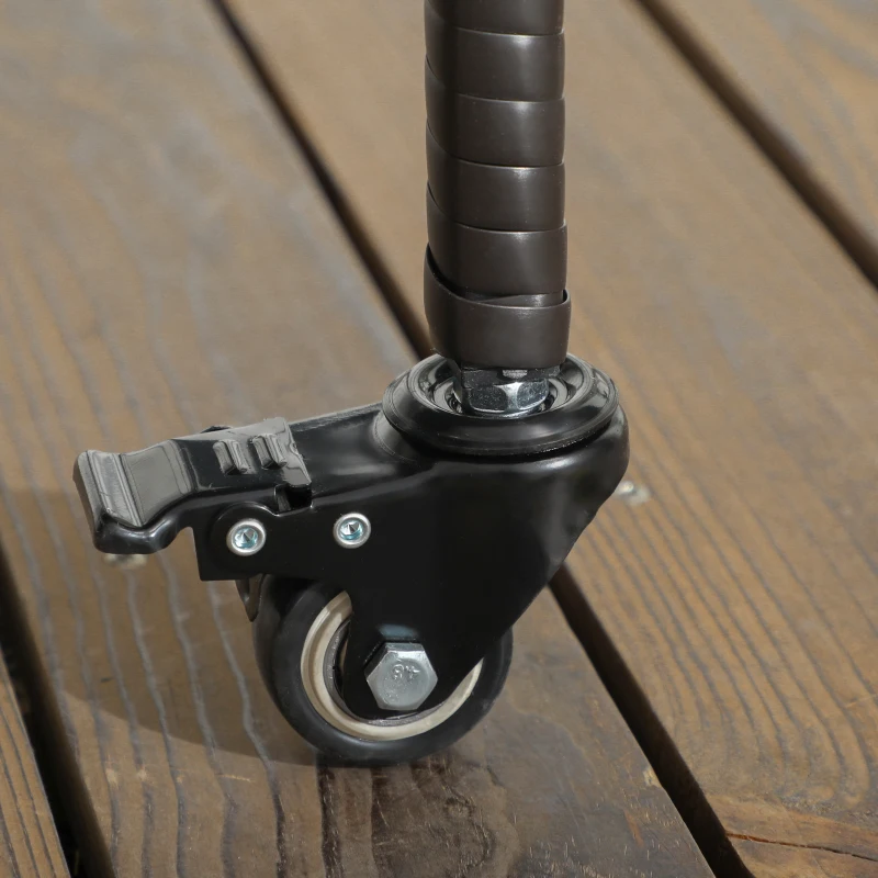 PawHut Outdoor Dog Shelter with Wheels, Portable Wicker Animal Shelter for Small and Medium Sized Dogs, Dark Brown