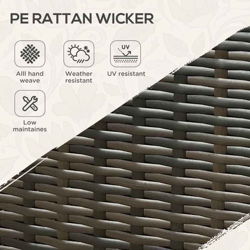 Outsunny 2-Tier PE Rattan Outdoor Bar Cart, Glass Top Outdoor Kitchen Island with Cabinet, Mixed Brown