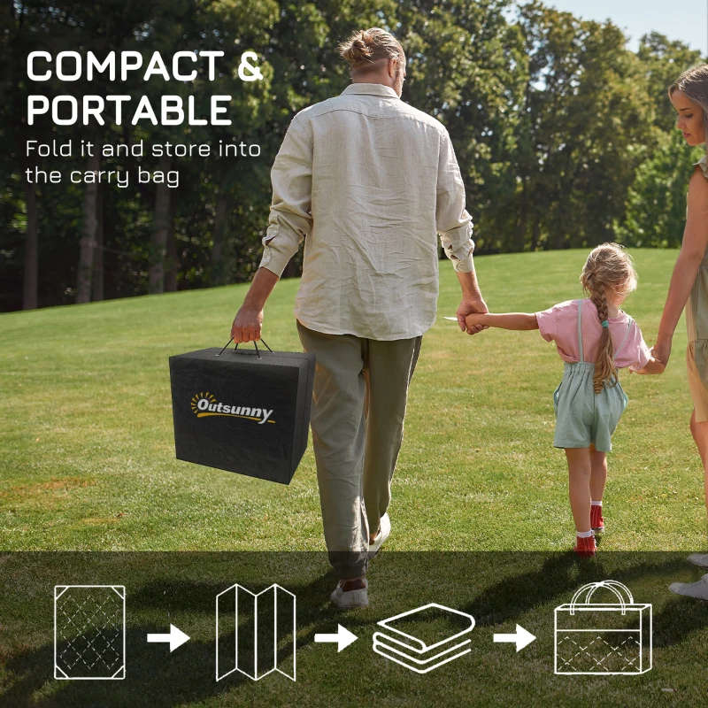 Outsunny Waterproof  Outdoor Rug, 6' x 9' RV Rug Reversible Mat for Backyard, Deck, Picnic, Beach, Camping, Grey & White Net