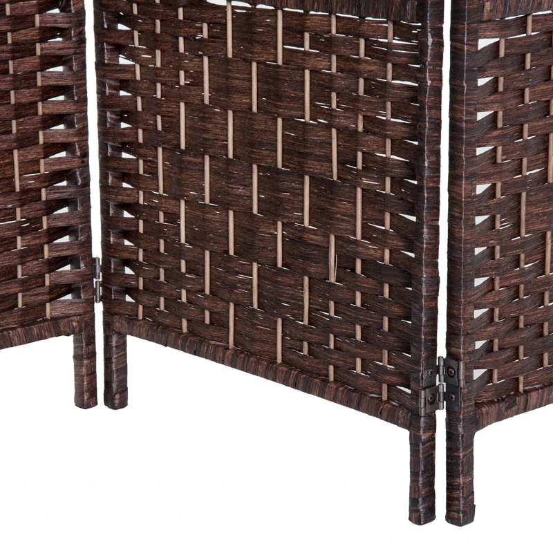 HOMCOM Room Divider, 4 Panel Folding Privacy Screen, 6FT Tall Portable Wicker Weave Partition Wall Divider for Bedroom, Home Office, Brown