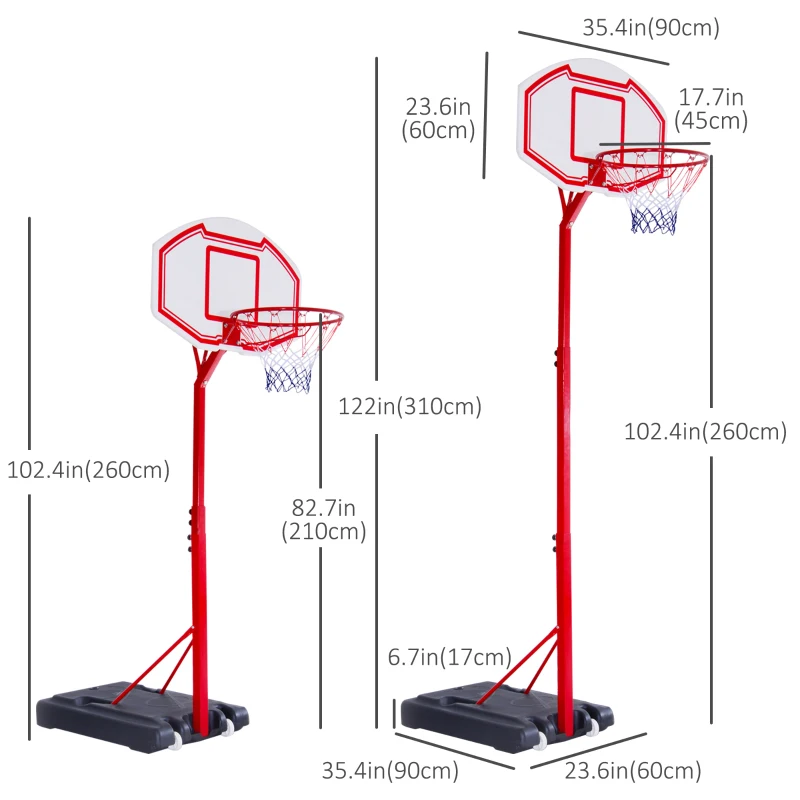 Soozier 6.9-8.5FT Basketball Hoop, Outdoor Adjustable Basketball Goal with Shatterproof Backboard, Built-in Wheels, for Youth, Adults, Indoor, Outdoor