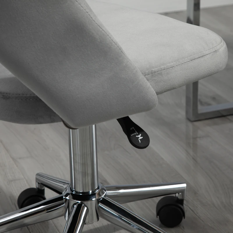 Vinsetto Mid Back Office Chair Velvet Fabric Swivel Scallop Shape Computer Desk Chair, Grey