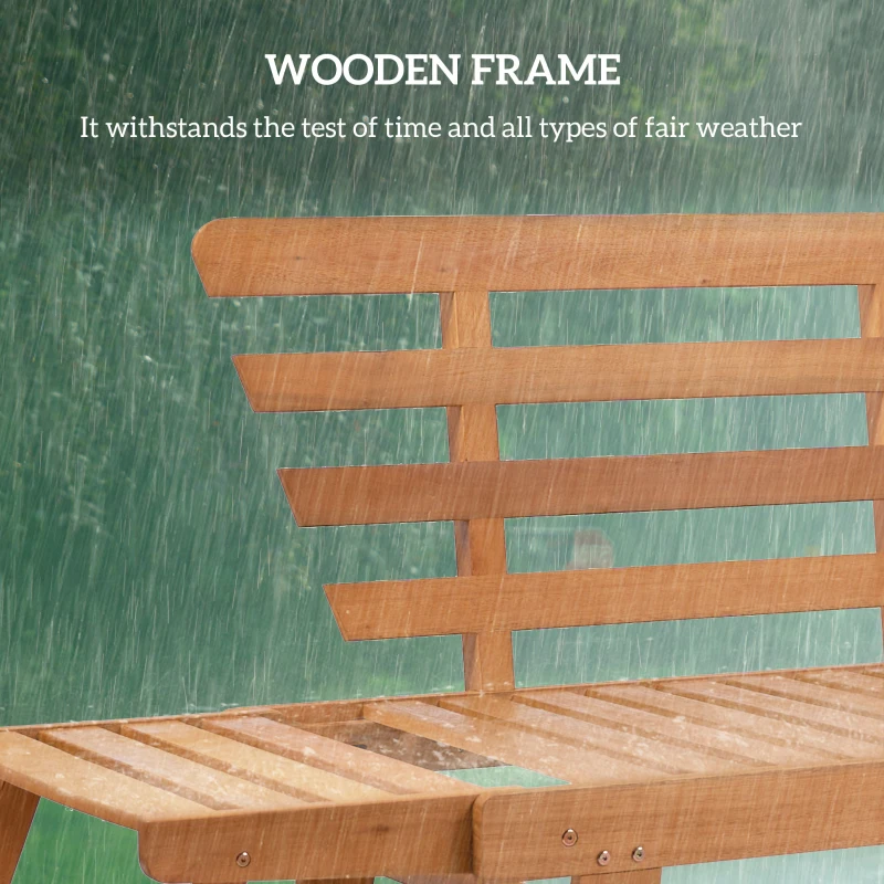 Outsunny Wooden Garden Bench for Outdoor, Front Porch Bench, Patio Loveseat with Cushions, Adjustable Armrests, Gray