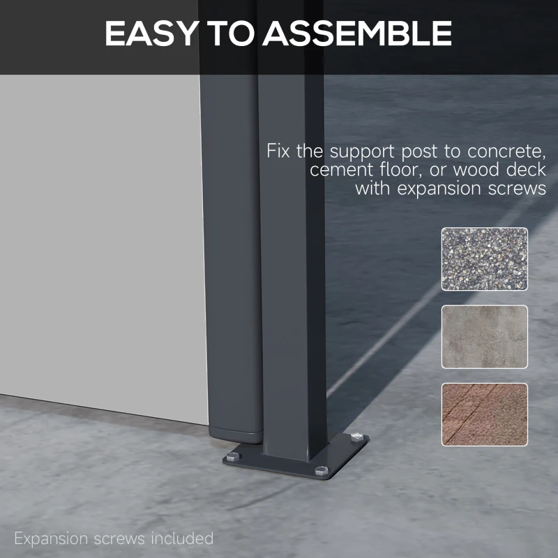 Outsunny 13' x 6' Retractable Side Awning, Outdoor Privacy Screen for Garden, Hot Tub, Balcony, Terrace, Pool, Light Grey