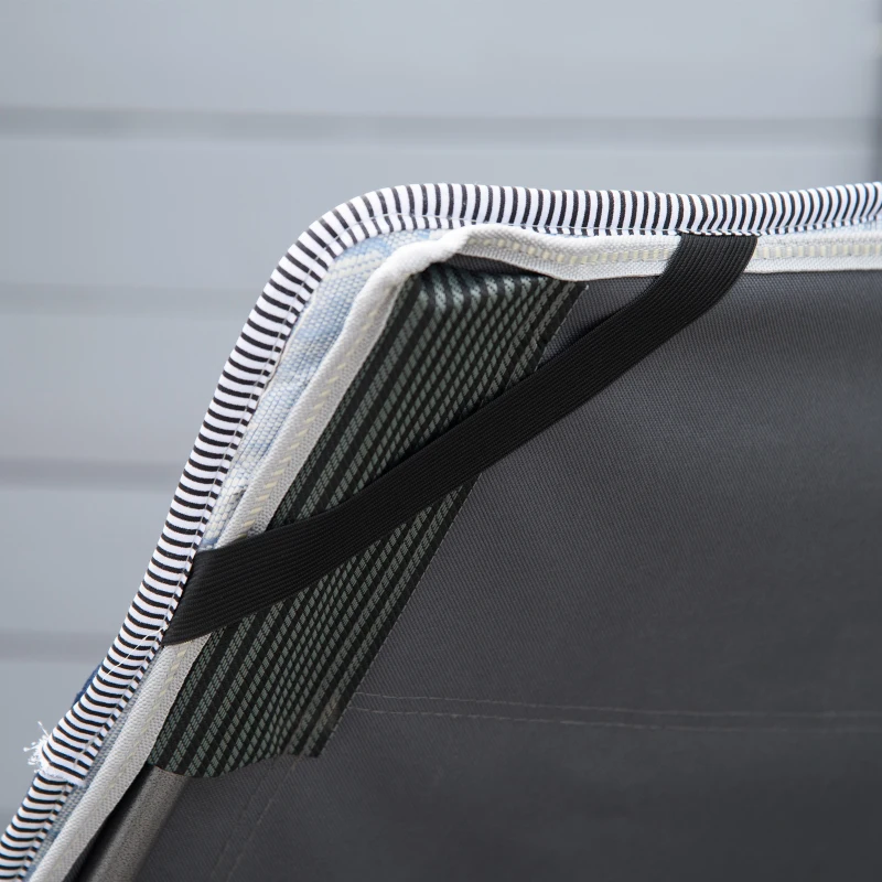 Outsunny Folding Camping Cot with Mattress & Pillow, Double Layer Oxford Heavy Duty Sleeping Cot with Carry Bag Grey and Blue