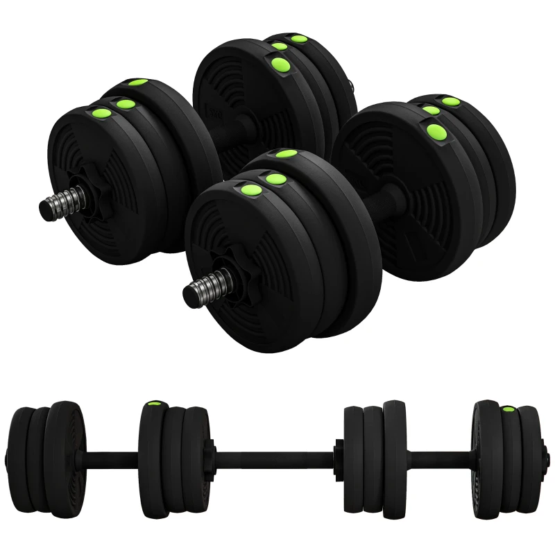 Soozier 44LBS 2-in-1 Adjustable Barbell & Dumbbells Set, Weights Set with Non-slip Handles for Men and Women Home Gym Training
