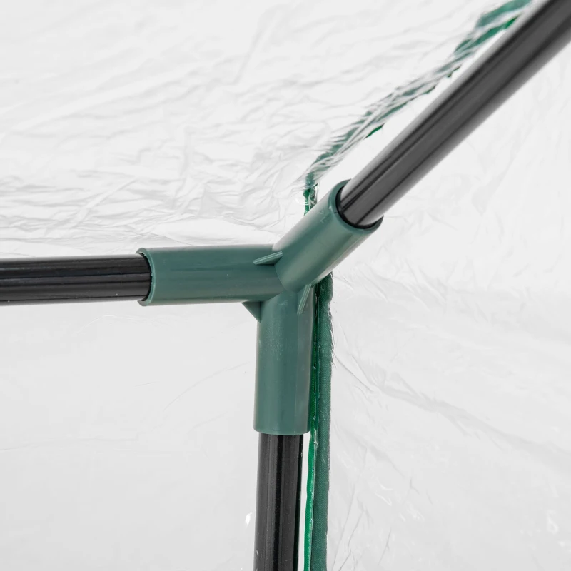 Outsunny 47" x 24" x 24" Portable Mini Tunnel Greenhouse Garden Planting Outdoor Flower Warm House Box with 2 Windows Steel Frame Weatherized Cover, Clear