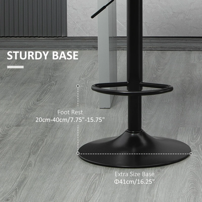 HOMCOM Swivel Barstools Set of 2 Adjustable Bar Stools with Footrest Armrests and PU Leather Back for Dining Room Black, Grey