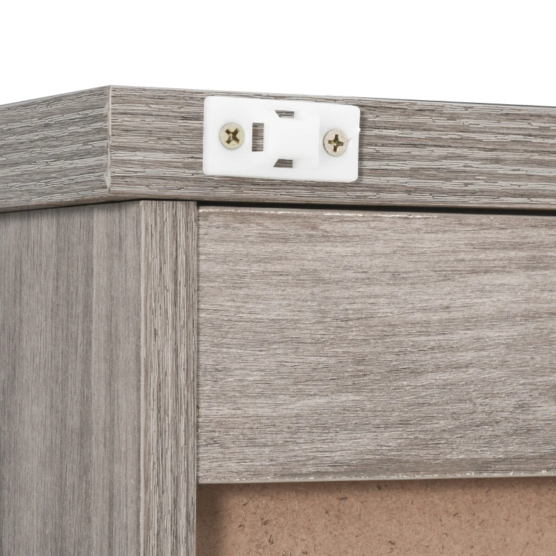 HOMCOM Tall Wooden 4 Drawer Vertical File Cabinet with Enclosed Storage for Letter/Legal Size, File Hangers and Lock, and Key, Grey Oak