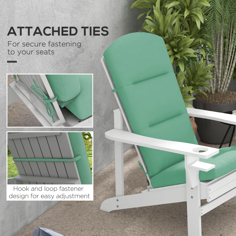 Outsunny Patio Chair Cushions for Adirondack Chair Replacement Cushions with Back and Ties, Set of 2, Green
