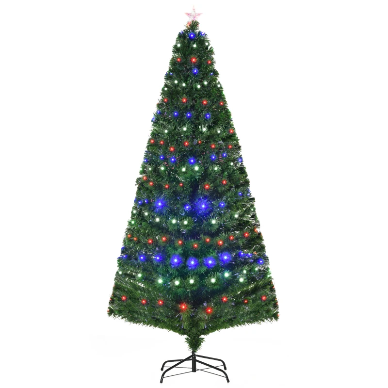 HOMCOM 7' Pre-lit LED Optical Fiber Christmas Tree Artificial Home Décor
