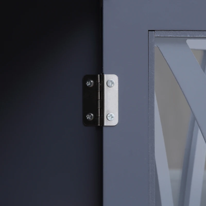 HOMCOM Sideboard, Buffet Cabinet with 3 Tempered Glass Doors, Arc Pattern and Adjustable Storage Shelf, Credenza, Gray