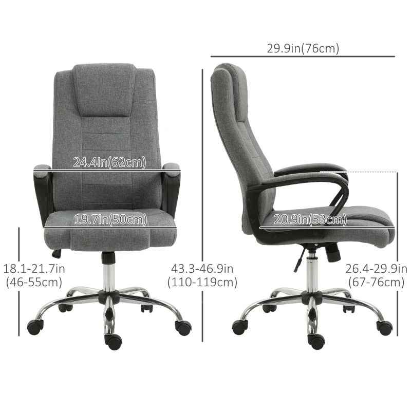 Vinsetto High Back Office Chair, Height Adjustable Computer Desk Chair with Swivel Wheels and Tilt Function, Dark Grey