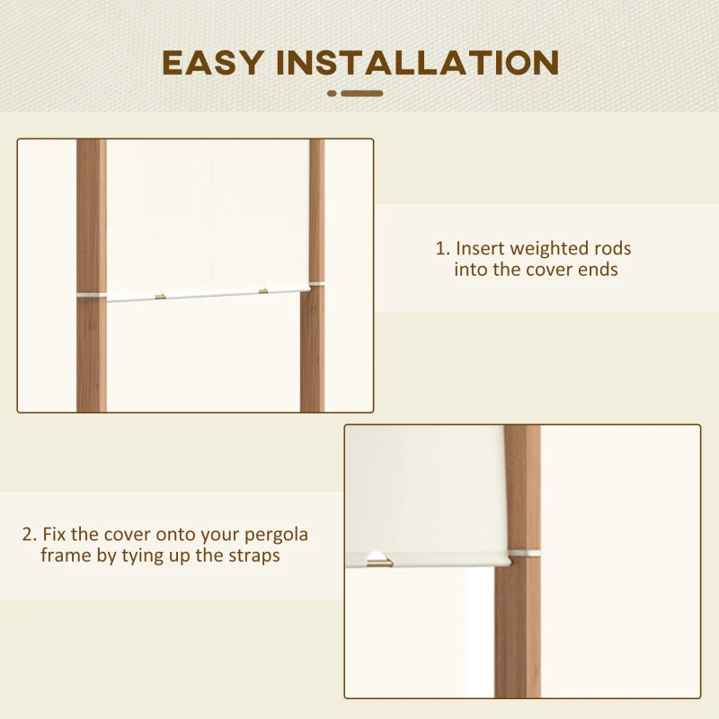 Outsunny 2 Piece Retractable Pergola Canopy Replacement for 10' x 10' Pergola, Pergola Shade Cover with Weight Rods, Beige