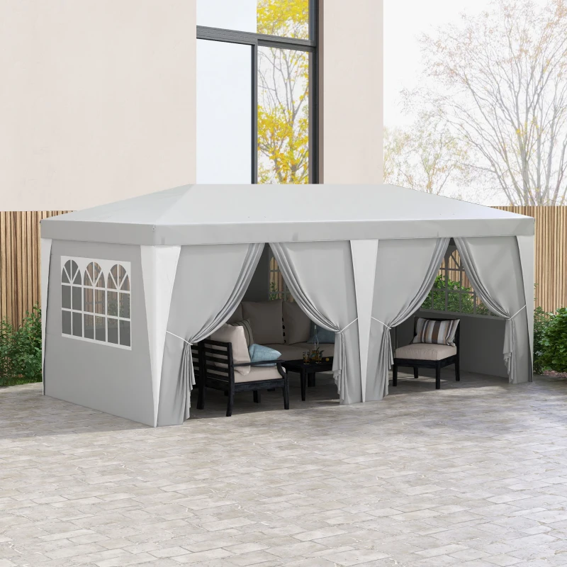 Outsunny 19 x 10' Pop Up Canopy with Removable Sidewalls, Windows, Height Adjustable Ez Up Canopy for Outdoor Events, Party, Gray