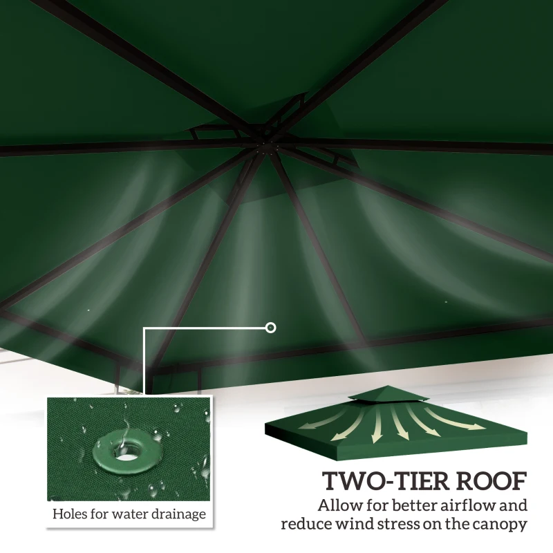 Outsunny 10' x 10' Canopy Replacement 2-Tier Gazebo Canopy Top Cover, Green