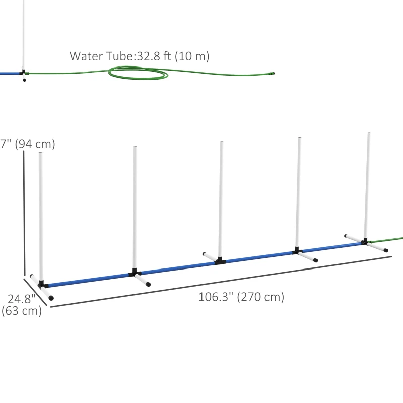 PawHut 2PCs Dog Agility Kit with Weave Poles, Spray Water Tube, Whistle, Carry Bag, White
