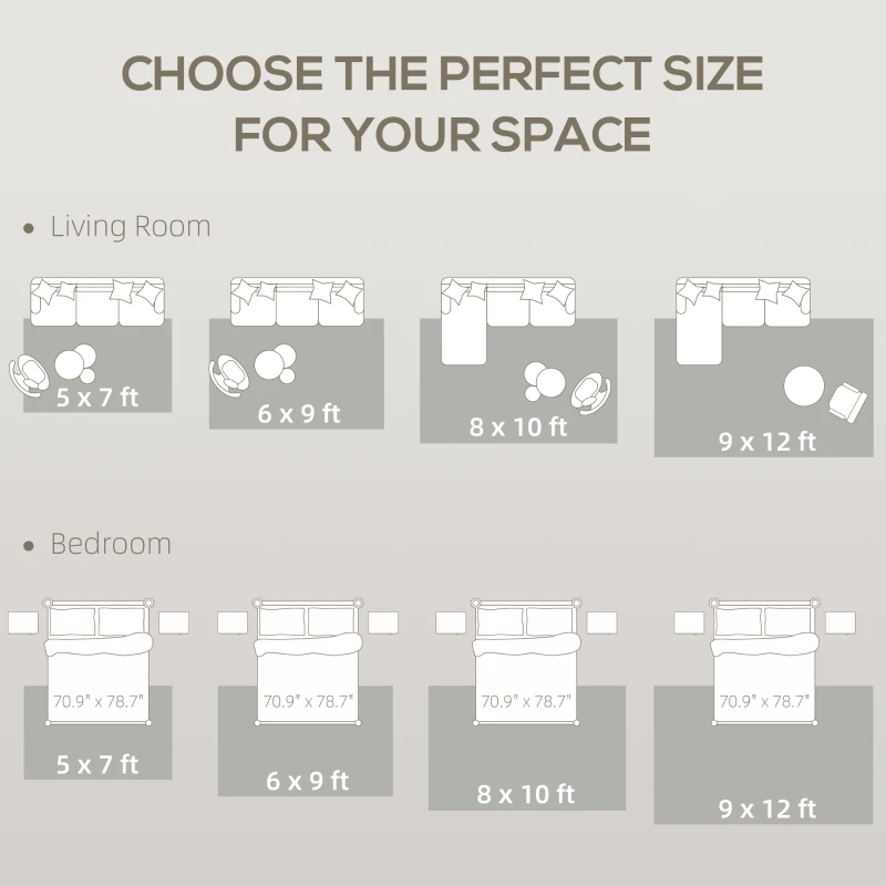 HOMCOM 6x9 Boho Area Rug, Machine Washable Carpet for Living Room, Bedroom, Dining Room, Kitchen, Home Office, Brown