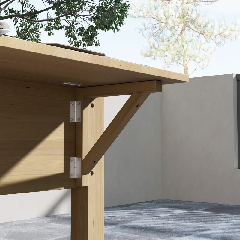 Outsunny Wood Raised Garden Box, Elevated Garden Bed with Side Table, Bottom Shelf, Bed Liners and Drainage Holes, Carbonized