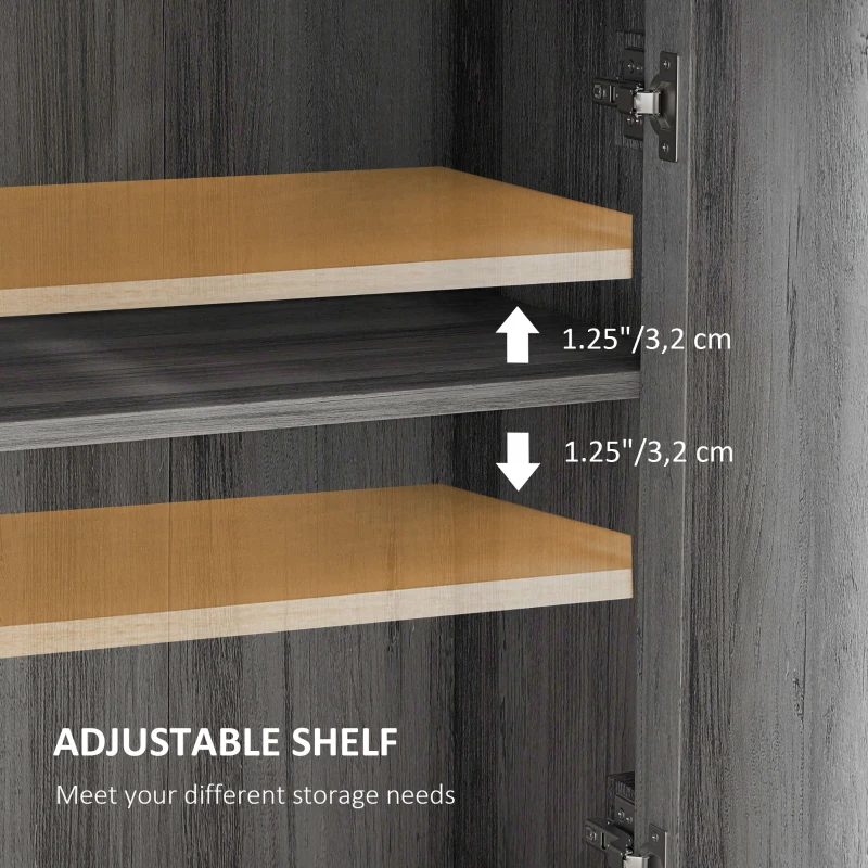 HOMCOM Farmhouse Sideboard Storage Cabinet with Doors and Drawer for Kitchen, Living room, 23.5"x11.75"x34.5", Gray