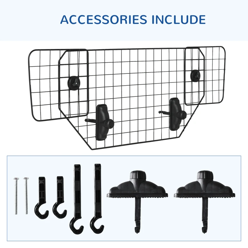 PawHut 35.5" - 47" Vehicle Pet Barrier, Adjustable Dog Fence for Car SUV Truck, Universal Fit Expandable Safe Guard Gate, Black