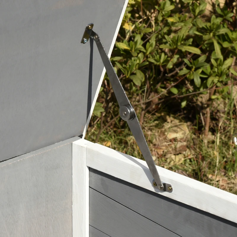 PawHut Rabbit Hutch Bunny Cage Small Animal Habitat with Ramp, Removable Tray and Openable Top, Inddor/Outdoor, Grey