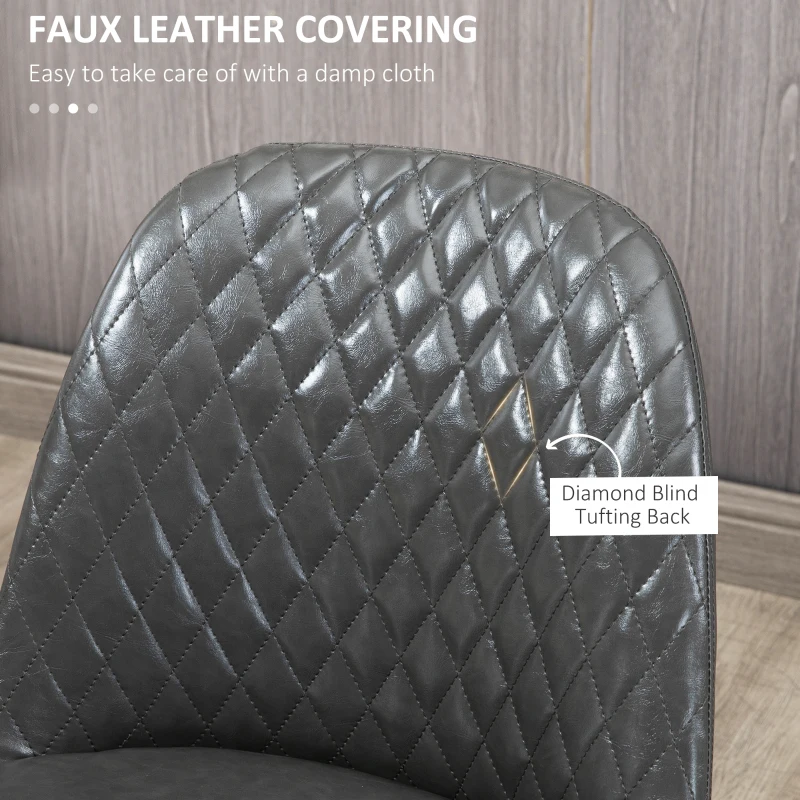 HOMCOM Dining Chairs Set of 2, Modern Kitchen Chairs with Faux Leather Upholstery and Steel Legs for Living Room, Dining Room, Bedroom, Dark Gray