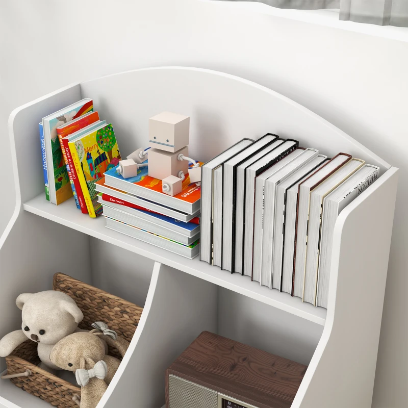 Qaba 3 Tier Kids Bookcase with Drawer, 2 Storage Compartment, for Nursery, Playroom, Bedroom, Classroom, White