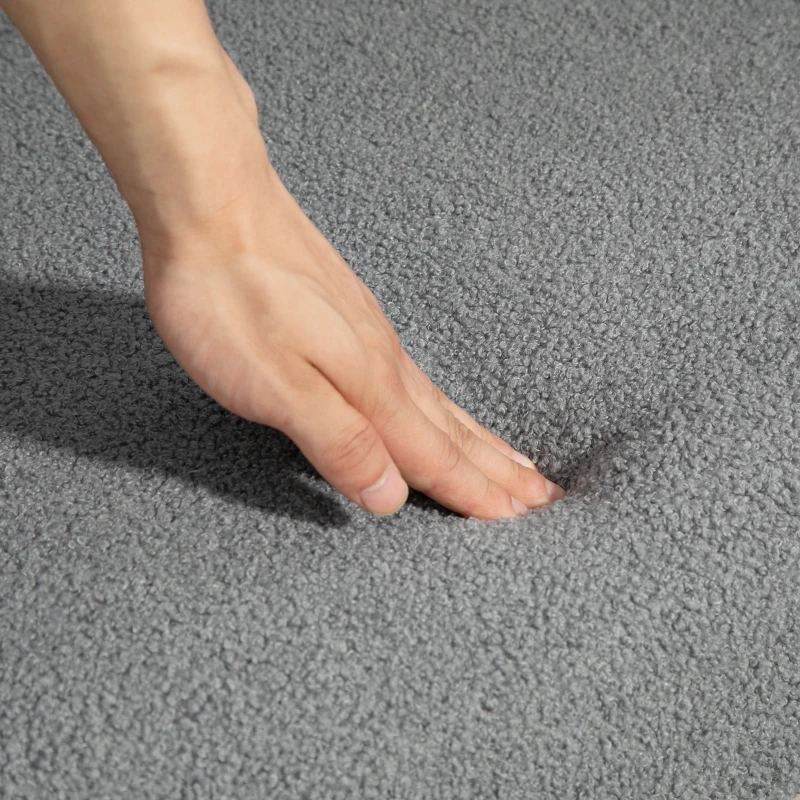 HOMCOM Modern Accent Armchair, Sherpa Boucle Lounge Chair with Metal Legs for Living Room, Bedroom, Grey