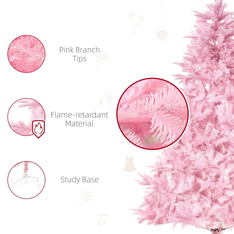 HOMCOM 5FT Artificial Christmas Tree Holiday Xmas Tree Decoration with Automatic Open for Home Party, Pink