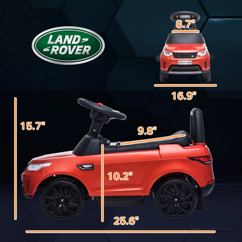 Qaba 2 in 1 Land Rover Licensed 6V Ride on Car Sliding Car Battery Powered Electric Car w/ Headlights Music Horn, Red