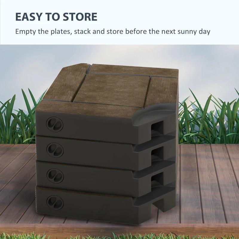 Outsunny Offset Umbrella Base Weight Set, Fillable Outdoor Umbrella Weights, 175 lb. with Water or 230 lb. with Sand, Brown