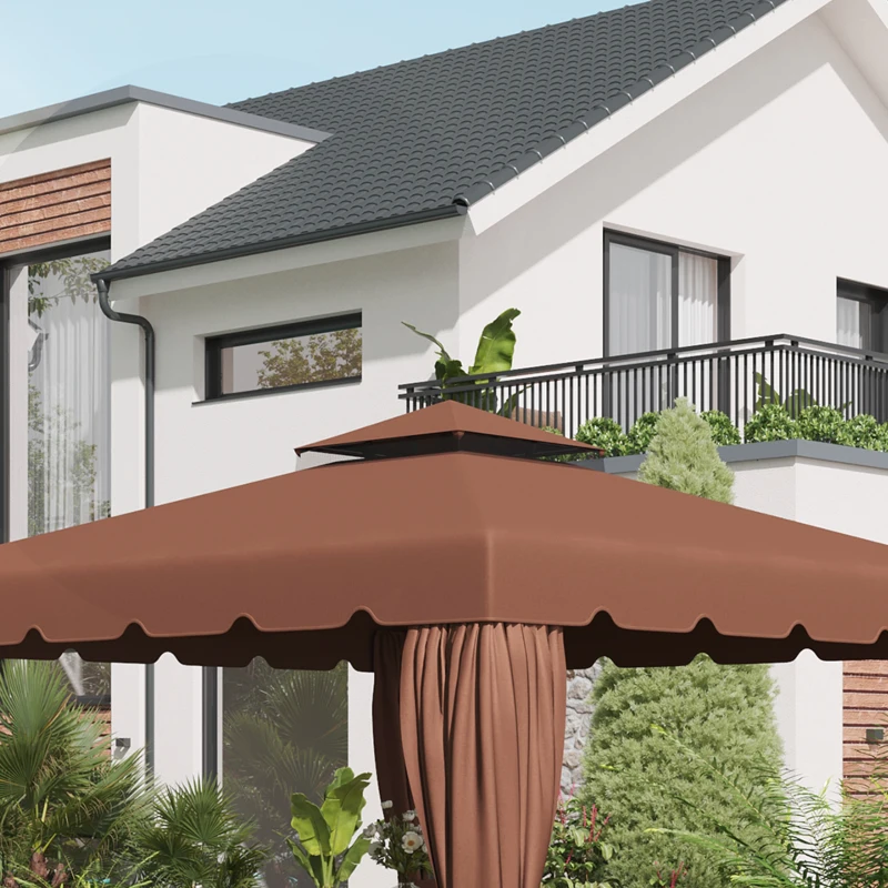 Outsunny Model 84C-051 or 84C-269 10' x 10' Gazebo Replacement Canopy, Coffee