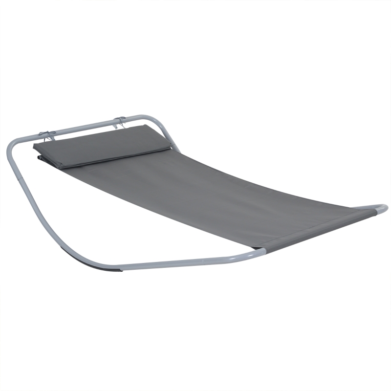 Outsunny Single Rocking Sun Lounger Hammock Bed with Steel Frame and Headrest for Garden Beach and Pool 7'L x 4.3'W