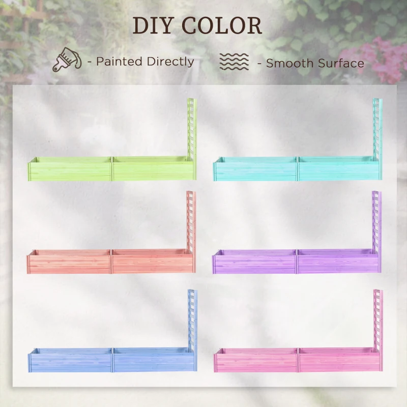 Outsunny Wood Planter Box with Trellis for Climbing Plants, Raised Garden Bed for Outdoor Flowers Herbs, 91"x24"x43", Natural